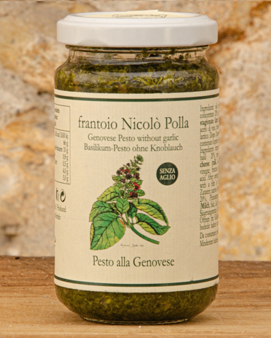 Pesto alla Genovese senza Aglio in Olio Extra Vergine di  Oliva Polla Immagine di Pesto alla Genovese senza Aglio 170g